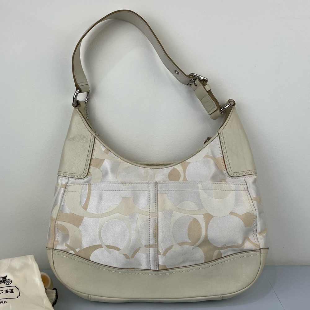 Coach Cream and Tan Signature Shoulder Bag - Picture 5 of 14
